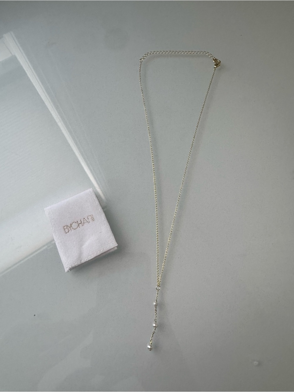 Bychari Pearl Necklace Gold Tone Adjustable Chain